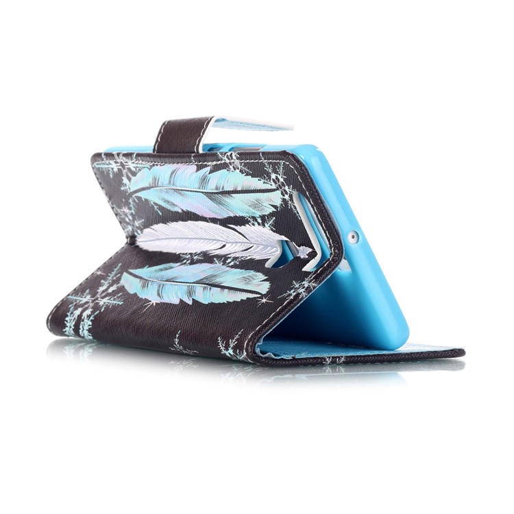 Cross Pattern Leather Wallet Case for Huawei P9 - Feathers Pattern-5