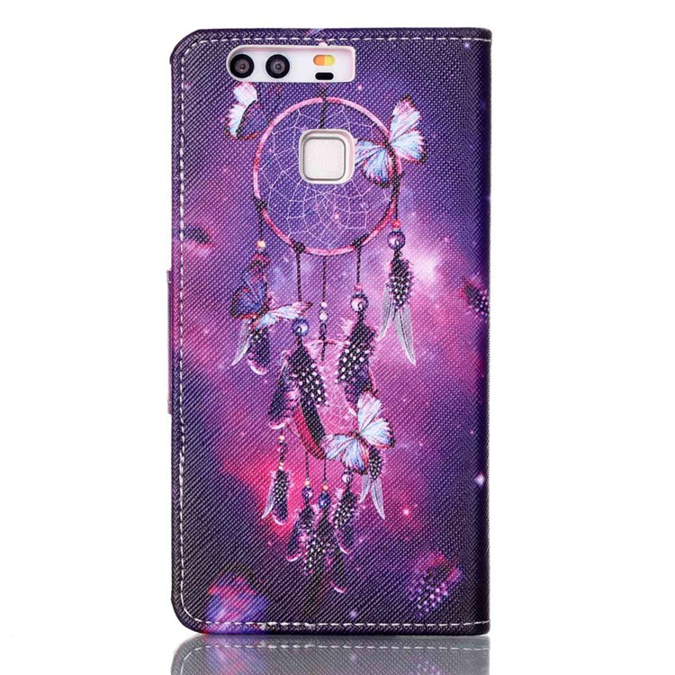 Cross Pattern Leather Stand Cover with Card Slots for Huawei P9 - Dream Catcher-2