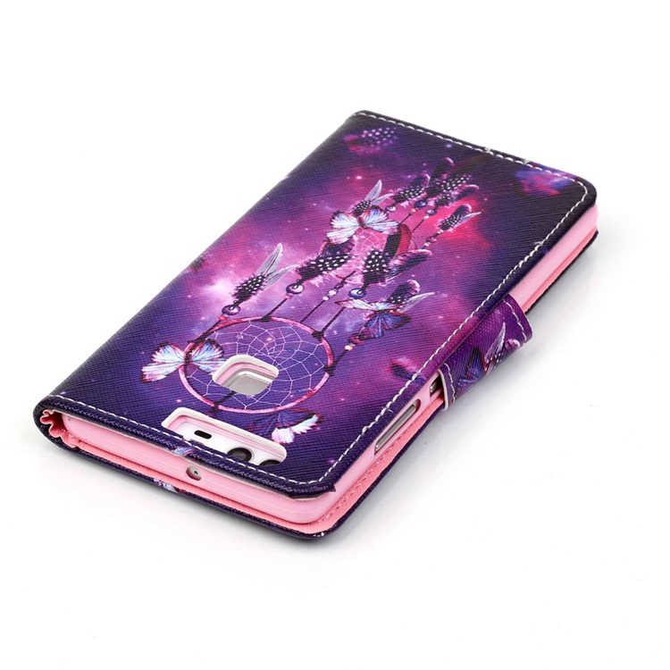 Cross Pattern Leather Stand Cover with Card Slots for Huawei P9 - Dream Catcher-4
