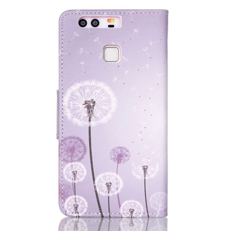 Cross Pattern Leather Wallet Case for Huawei P9 - Dandelion Pattern-2