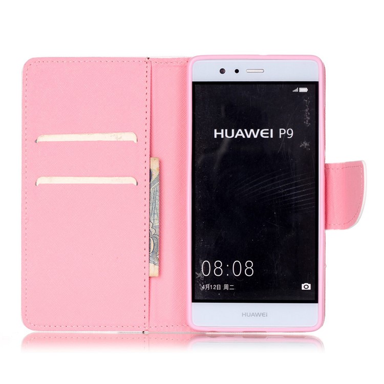 Cross Pattern Leather Wallet Case for Huawei P9 - Dandelion Pattern-6