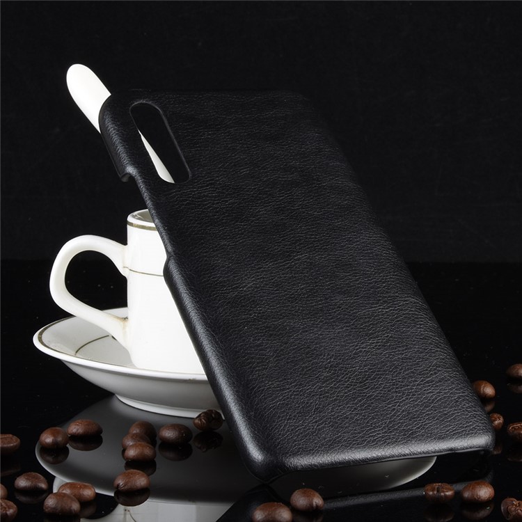 Lichia Pele De Couro Revestido Rígido PC Case Para Huawei Honor 9x / Honre 9X Pro - Preto-5