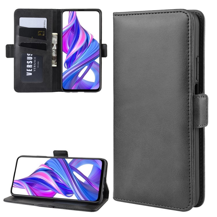 Magnet Adsorption PU Leather Wallet Cell Phone Cover Casing for Huawei Honor 9X - Black-1