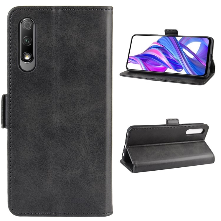 Magnet Adsorption PU Leather Wallet Cell Phone Cover Casing for Huawei Honor 9X - Black-3