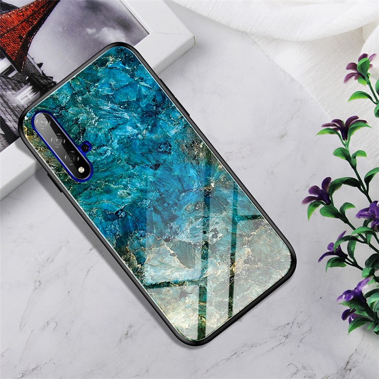 Gradient Color Tempered Glass + PC + TPU Hybrid Phone Cover for Huawei Honor 20 - Landform-1