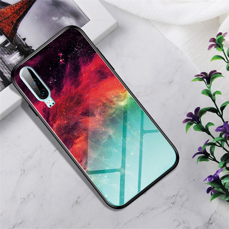 Gradient Color Tempered Glass + PC + TPU Hybrid Case for Huawei P30 - Colorful Nebula-1