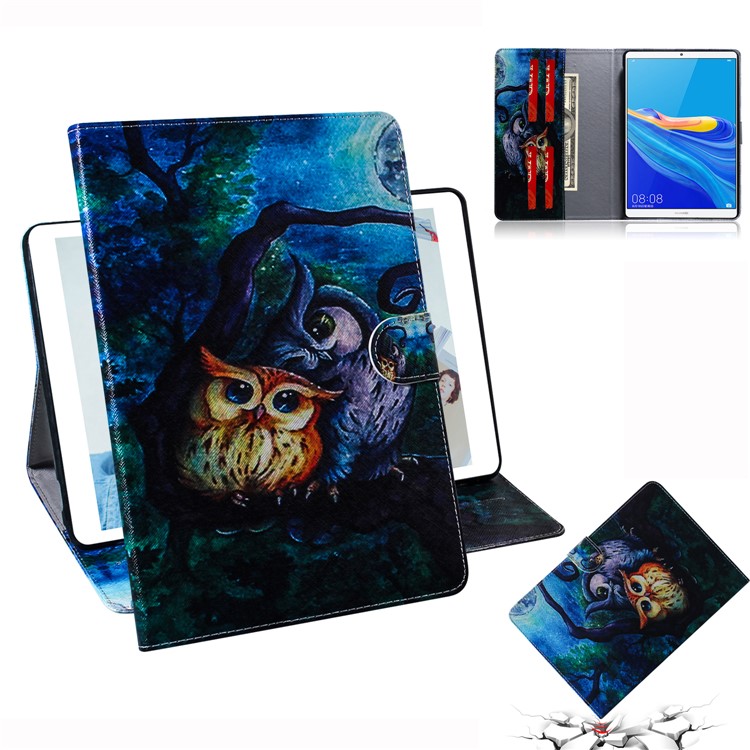 Pattern Printing Wallet Stand Leather Tablet Case for Huawei MediaPad M6 8.4-inch - Owl-1