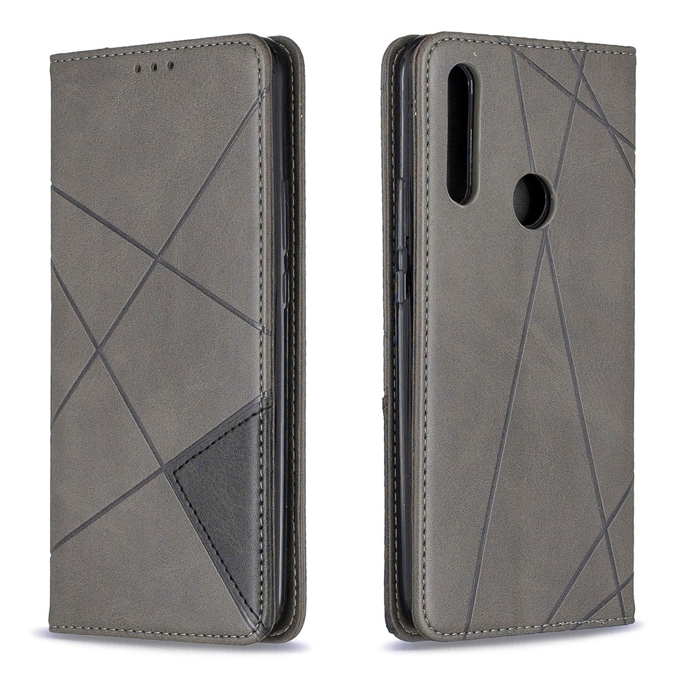 Geometric Pattern Leather Card Holder Protective Case for Huawei Honor 9X (Global)/ P Smart Z/Y9 Prime 2019 / Enjoy 10 Plus - Grey-2