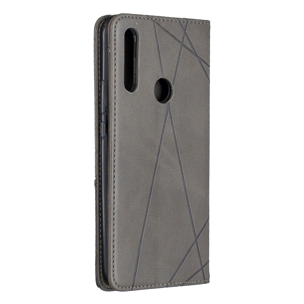 Étui De Protection En Cuir Avec Motif Géométrique Pour Huawei P Smart Z / Y9 Prime 2019 - Gris-4