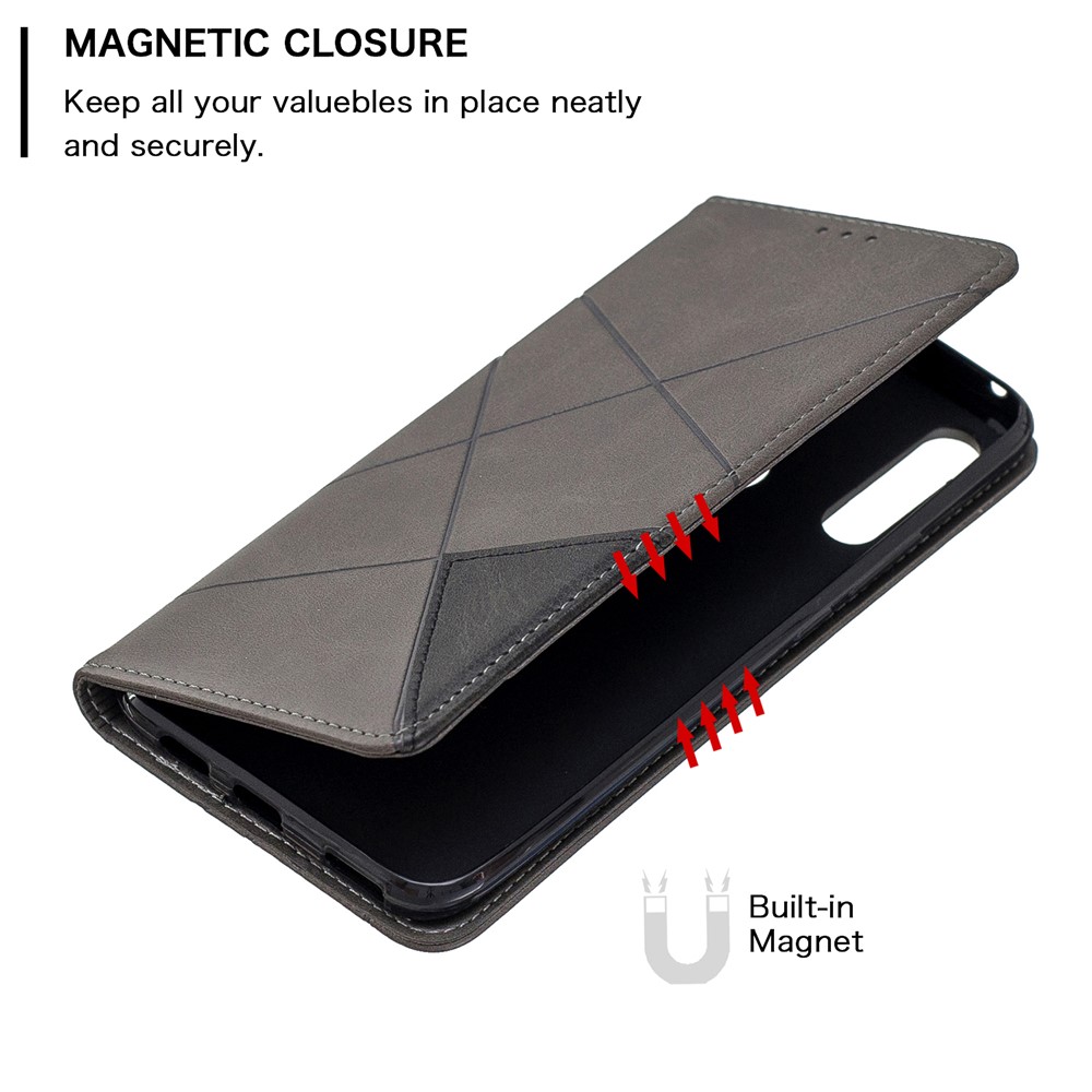 Geometric Pattern Leather Card Holder Protective Case for Huawei Honor 9X (Global)/ P Smart Z/Y9 Prime 2019 / Enjoy 10 Plus - Grey-6