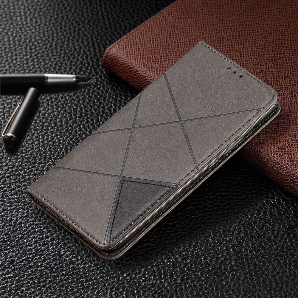 Étui De Protection En Cuir Avec Motif Géométrique Pour Huawei P Smart Z / Y9 Prime 2019 - Gris-8