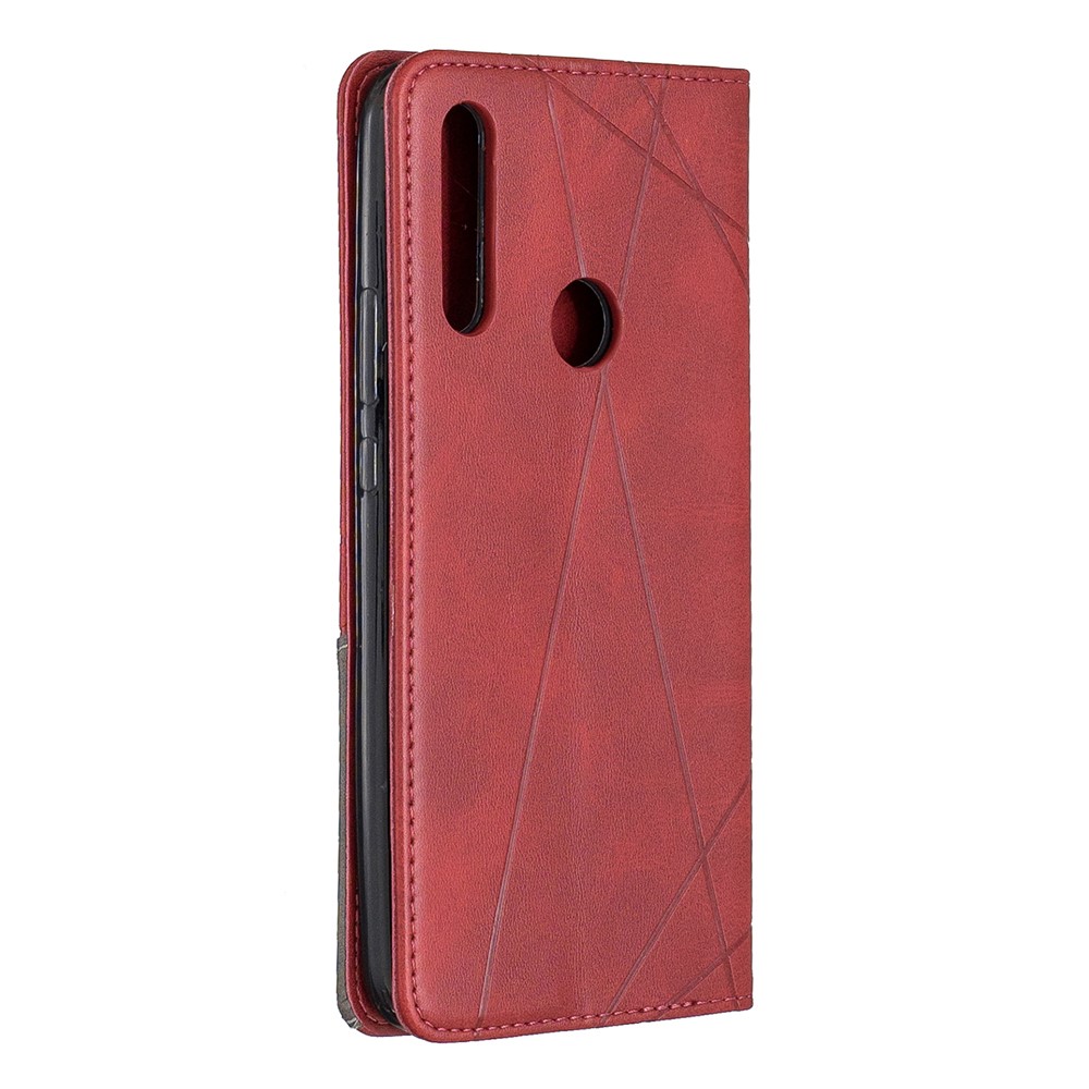 Protetor De Cartão De Couro Padrão Geométrico Titular Caso Para Huawei P Inteligente Z / Y9 Prime 2019 - Vermelho-4