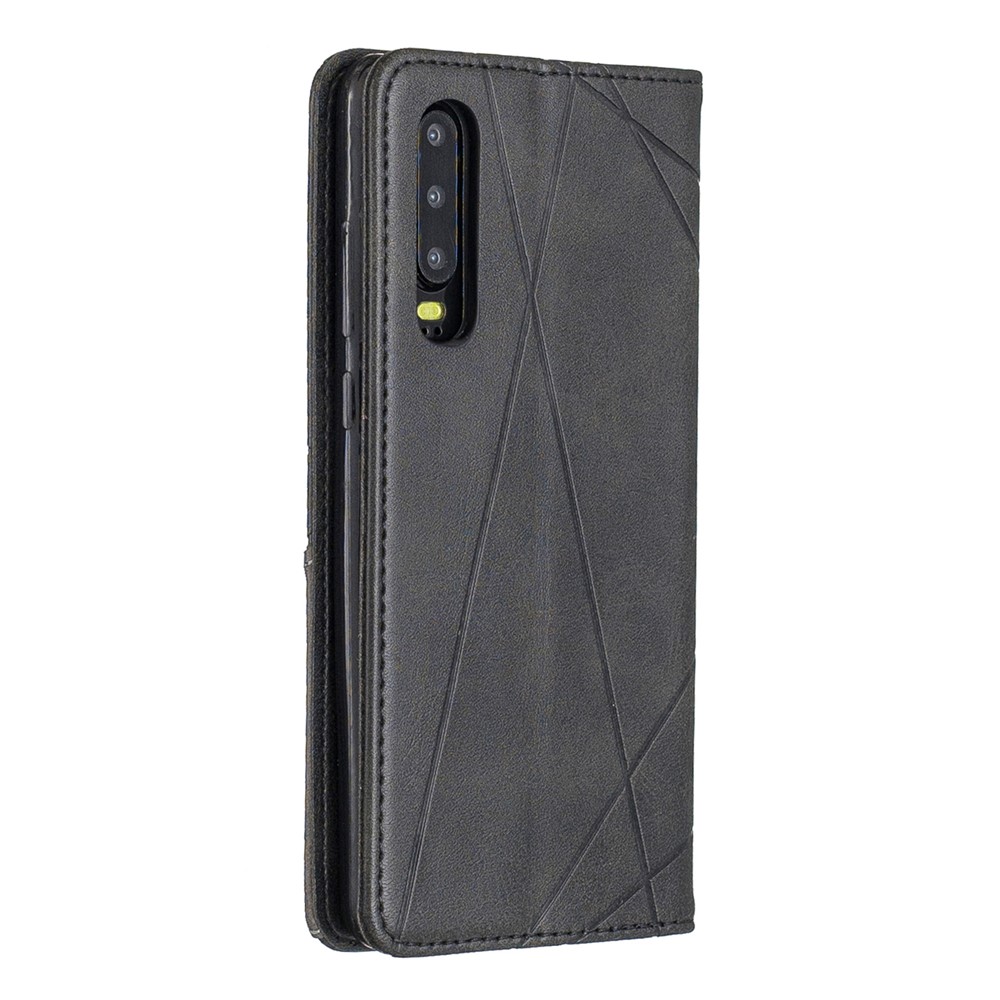 Custodia Per Telefono in Pelle Geometrica Con Supporto Per Carta Per Huawei P30 - Nero