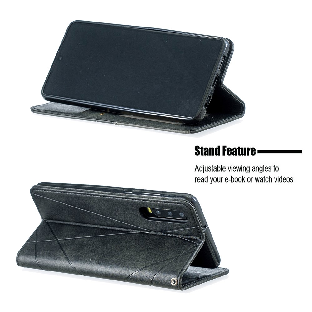 Etui Pour Téléphone Avec Support En Cuir À Motif Géométrique Avec Porte-cartes Pour Huawei P30 - Noir-5