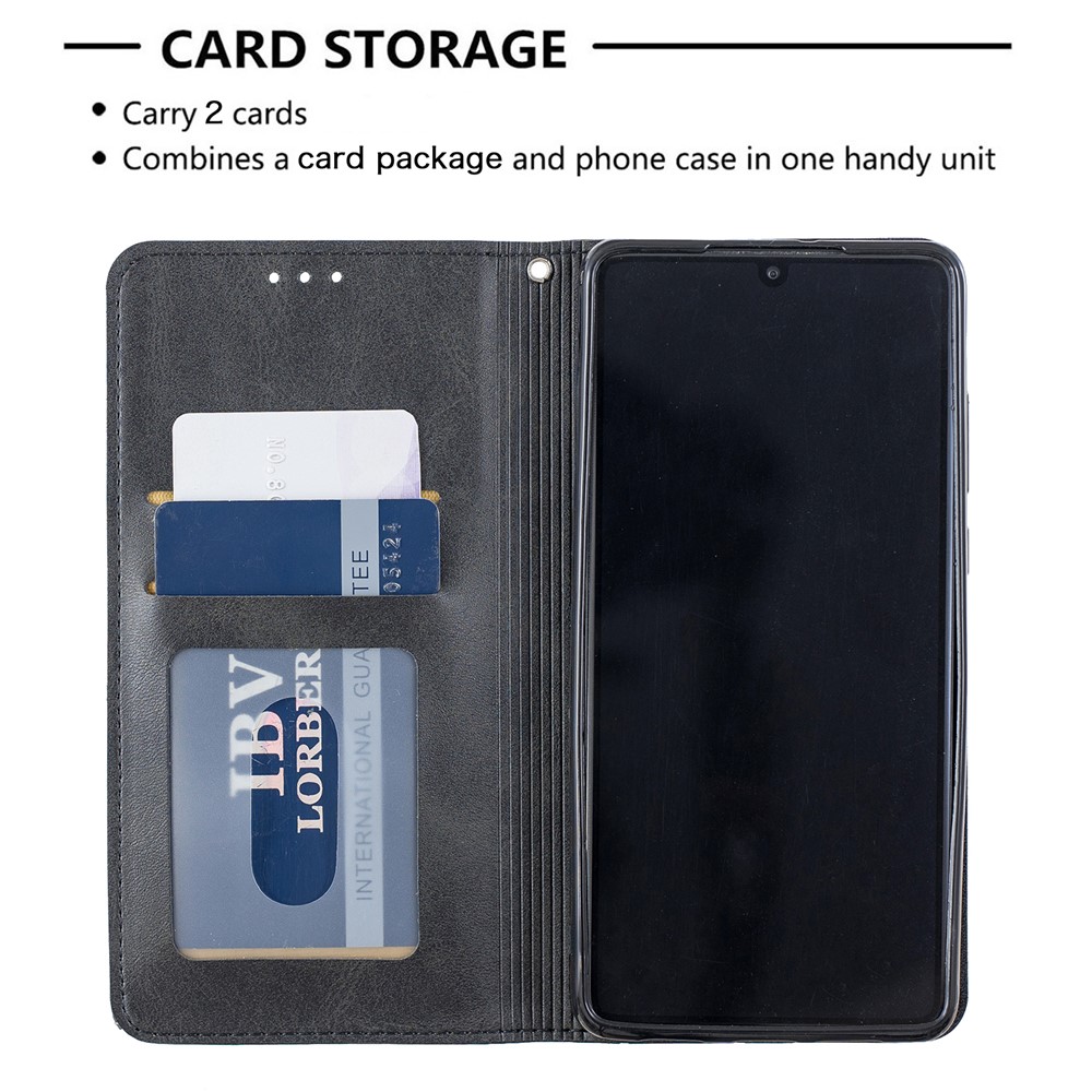 Etui Pour Téléphone Avec Support En Cuir À Motif Géométrique Avec Porte-cartes Pour Huawei P30 - Noir-7