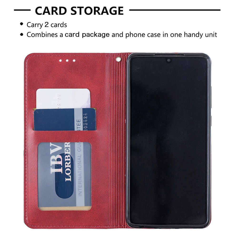 Etui Pour Téléphone Avec Support En Cuir À Motif Géométrique Avec Porte-cartes Pour Huawei P30 - Rouge-7