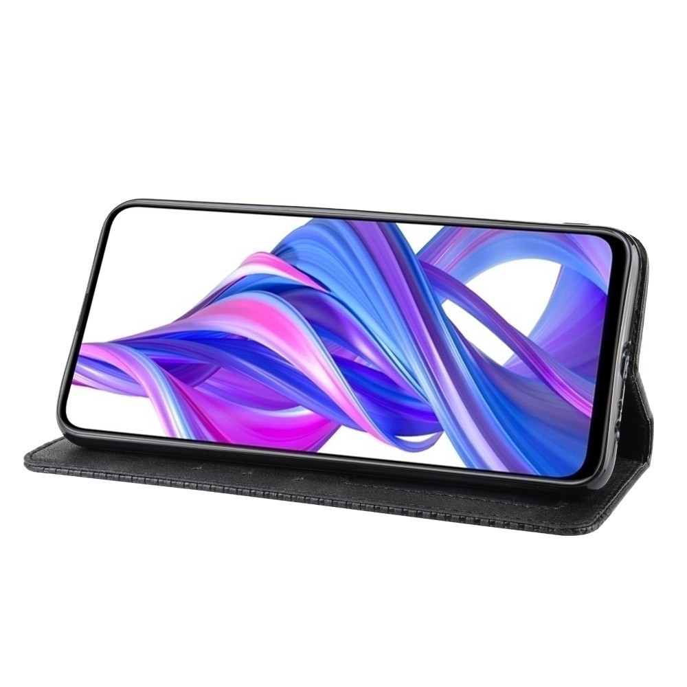 Shell de Billetera de Cuero de Estilo Vintage Para Huawei Honor 9x (para China)/9x Pro - Negro