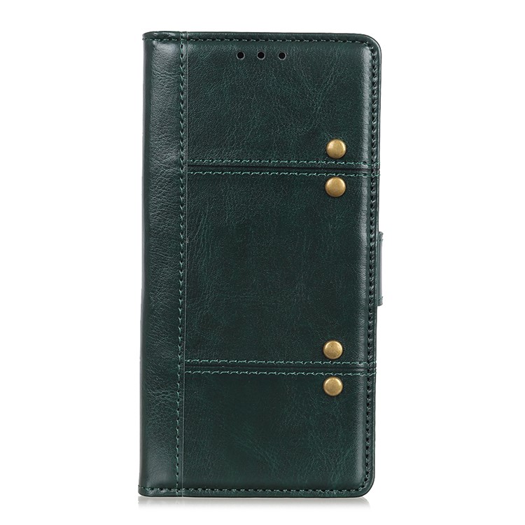 Rivet Decorated Crazy Horse Leather Wallet Case for Huawei Mate 30 Lite / nova 5i Pro - Blackish Green-7