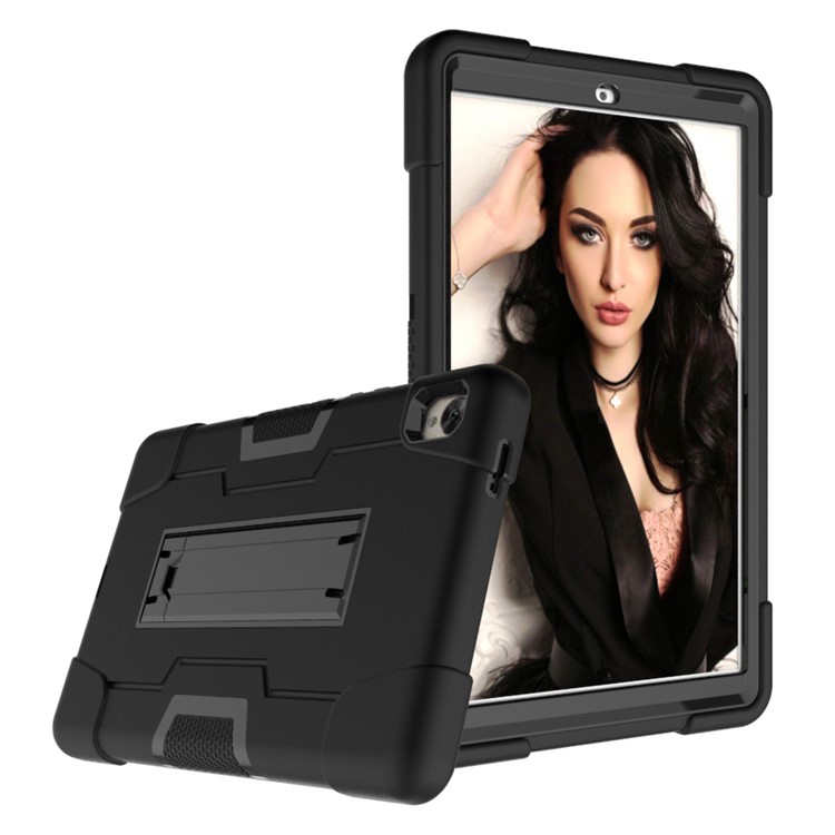 Cool Drop-proof Anti-dust PC Silicone Tablet Case with Kickstand for Huawei MediaPad M6 8.4-inch - Black/Grey-3