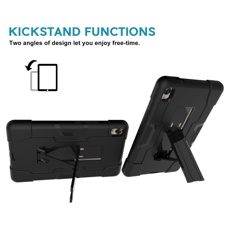 Cool Drop-proof Anti-dust PC Silicone Tablet Case with Kickstand for Huawei MediaPad M6 8.4-inch - Black/Grey-4