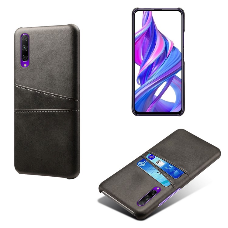 Double Card Slots PU Leather Coated Hard PC Case for Huawei Honor 9X / Honor 9X Pro - Black-1
