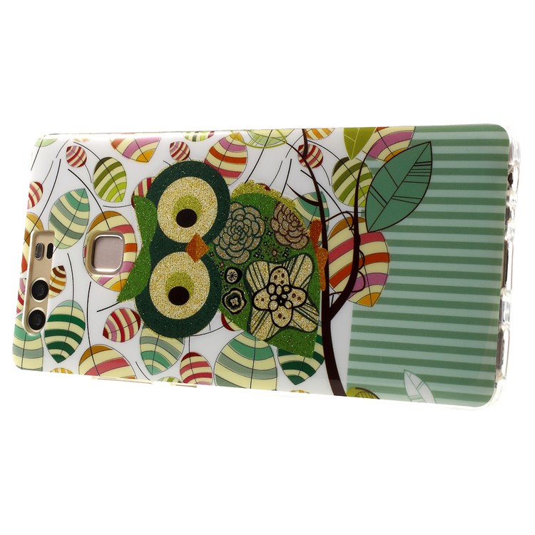 Patterned TPU Back Case for Huawei P9 - Green Owl-4