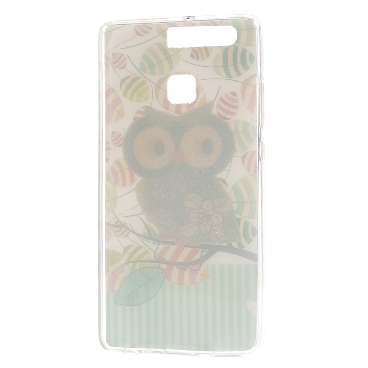 Patterned TPU Back Case for Huawei P9 - Green Owl-5