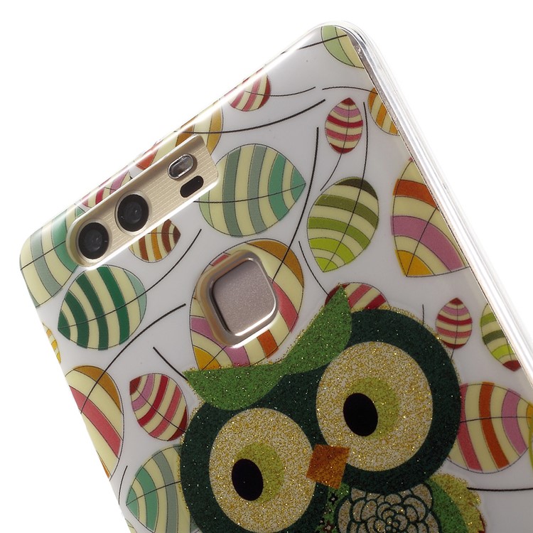 Patterned TPU Back Case for Huawei P9 - Green Owl-7