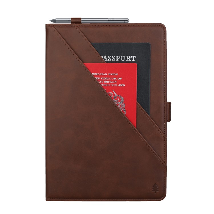Porta Tablet In Pelle Con Doppio Supporto Per Tablet Huawei Mediapad M6 Da 8,4 Pollici - Caffè-2