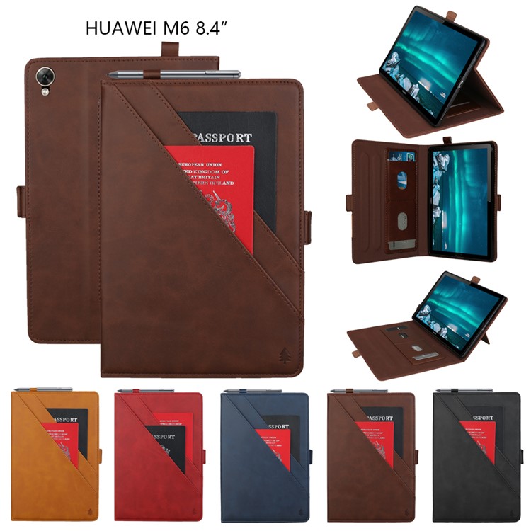 Porta Tablet In Pelle Con Doppio Supporto Per Tablet Huawei Mediapad M6 Da 8,4 Pollici - Caffè-9