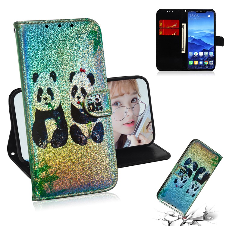 Pattern Printing PU Leather Phone Case for Huawei P30 Pro - Pandas-1