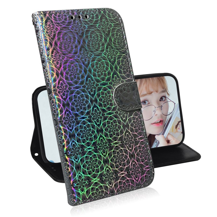 For Huawei Honor 20 Pro Pure Color Flower Pattern Leather Wallet Stand Phone Casing Cover - Grey-7