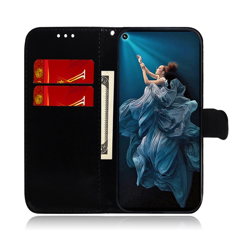 For Huawei Honor 20 Pro Pure Color Flower Pattern Leather Wallet Stand Phone Casing Cover - Grey-8