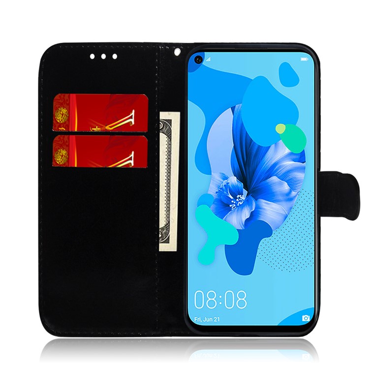 Leather Case for Huawei P20 lite (2019) / nova 5i Flower Pattern Stand Wallet Leather Phone Back Cover - Black-8