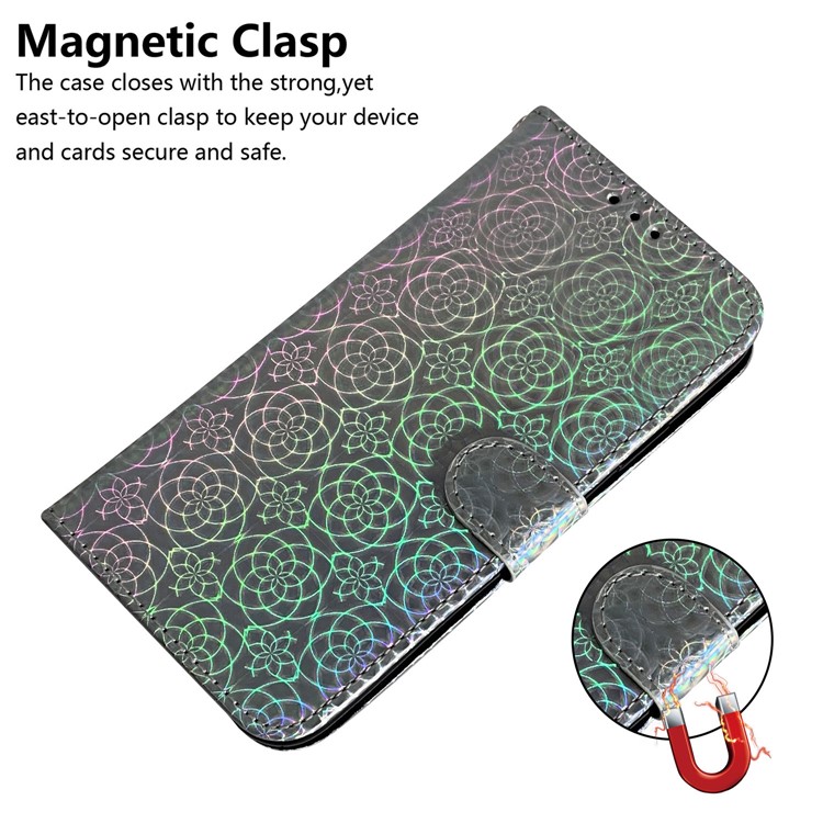 Flower Pattern Leather Wallet Stand Case for Huawei Y6 (2019, with Fingerprint Sensor) / Y6 Prime (2019) - Grey-4