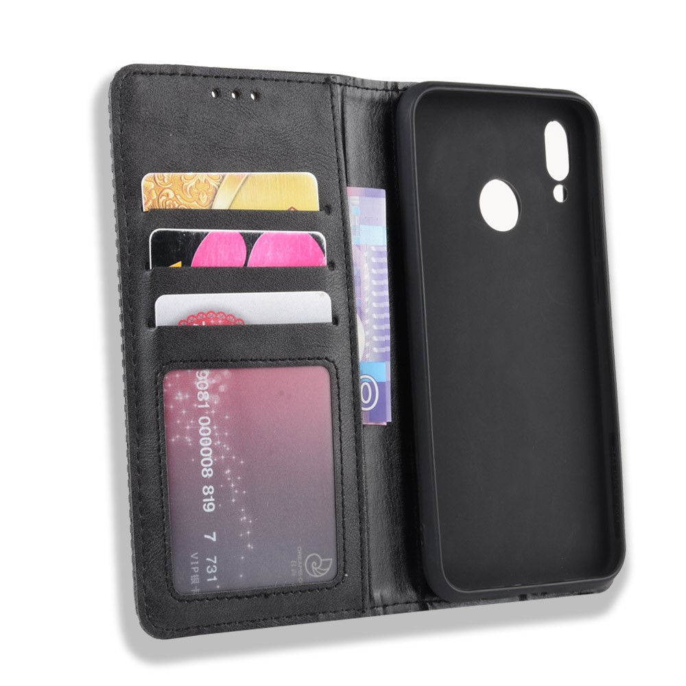 Vintage Style Magnetic Leather Wallet Protective Cell Phone Cover Case for Huawei P20 Lite (2018) / Nova 3e - Black-3