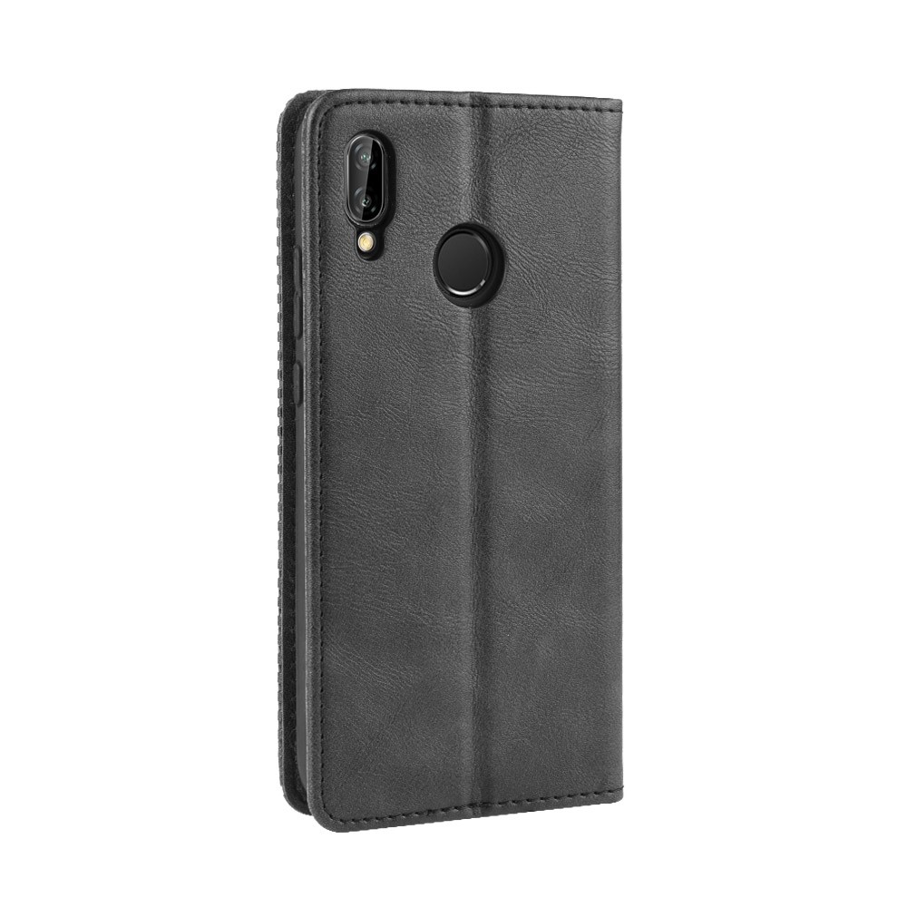 Vintage Style Magnetic Leather Wallet Protective Cell Phone Cover Case for Huawei P20 Lite (2018) / Nova 3e - Black-6