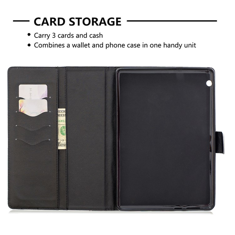 Étui En Cuir De Support De Portefeuille D'impression De Modèle Pour Le Huawei Mediapad T3 10 - Chat Noir Et Blanc-10