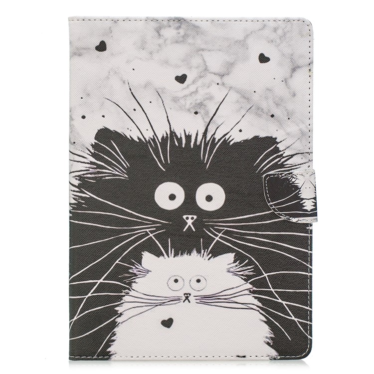 Étui En Cuir De Support De Portefeuille D'impression De Modèle Pour Le Huawei Mediapad T3 10 - Chat Noir Et Blanc-2