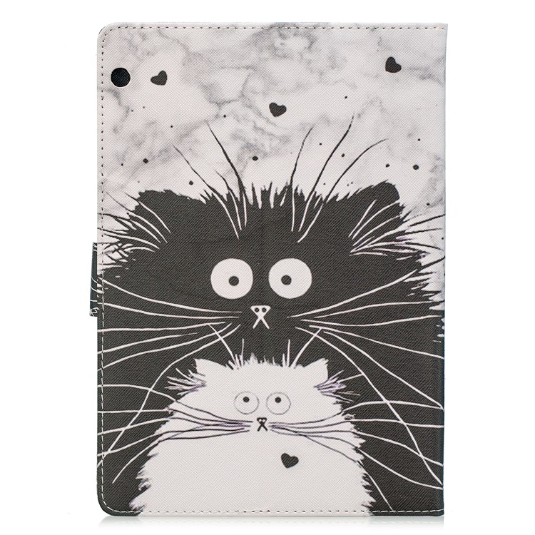 Étui En Cuir De Support De Portefeuille D'impression De Modèle Pour Le Huawei Mediapad T3 10 - Chat Noir Et Blanc-3