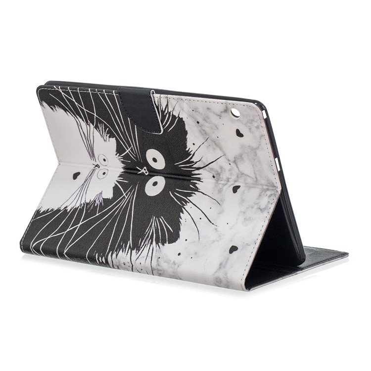 Étui En Cuir De Support De Portefeuille D'impression De Modèle Pour Le Huawei Mediapad T3 10 - Chat Noir Et Blanc-4
