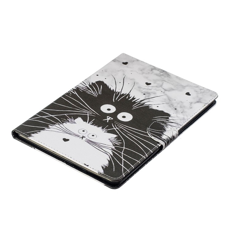 Étui En Cuir De Support De Portefeuille D'impression De Modèle Pour Le Huawei Mediapad T3 10 - Chat Noir Et Blanc-6