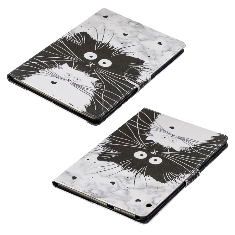 Étui En Cuir De Support De Portefeuille D'impression De Modèle Pour Le Huawei Mediapad T3 10 - Chat Noir Et Blanc-8