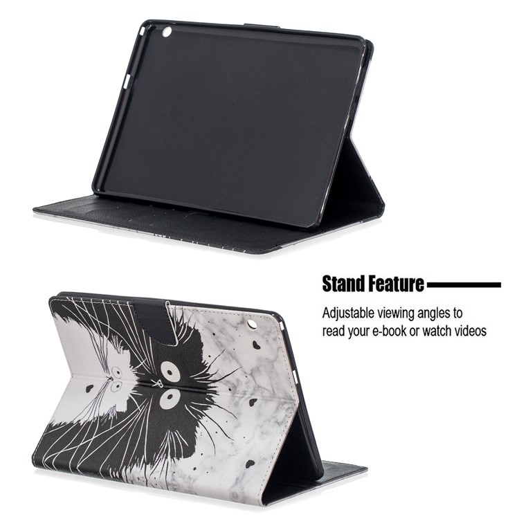Étui En Cuir De Support De Portefeuille D'impression De Modèle Pour Le Huawei Mediapad T3 10 - Chat Noir Et Blanc-9