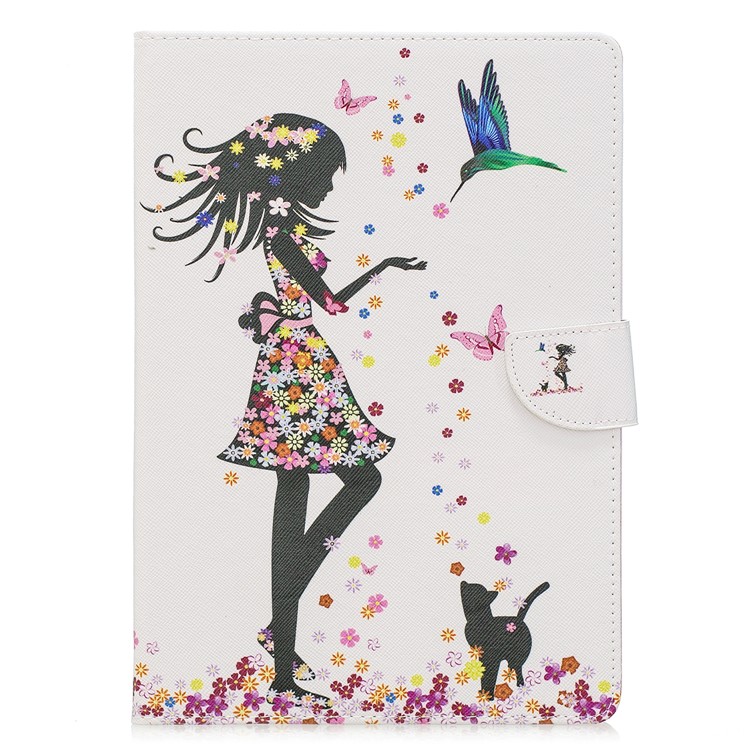 Funda De Tableta De Cuero Con Soporte De Impresión De Patrón Para Huawei Mediapad T3 10 - Niña Y Mariposas-2