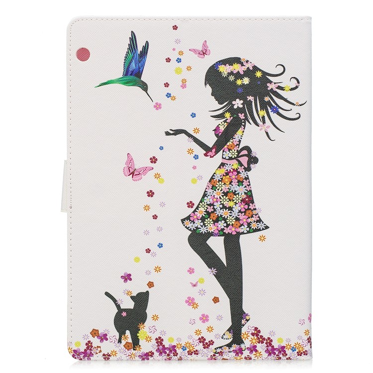 Funda De Tableta De Cuero Con Soporte De Impresión De Patrón Para Huawei Mediapad T3 10 - Niña Y Mariposas-3