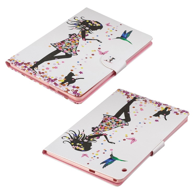 Funda De Tableta De Cuero Con Soporte De Impresión De Patrón Para Huawei Mediapad T3 10 - Niña Y Mariposas-8