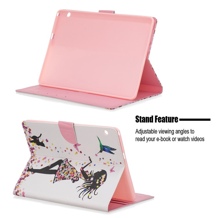 Funda De Tableta De Cuero Con Soporte De Impresión De Patrón Para Huawei Mediapad T3 10 - Niña Y Mariposas-9