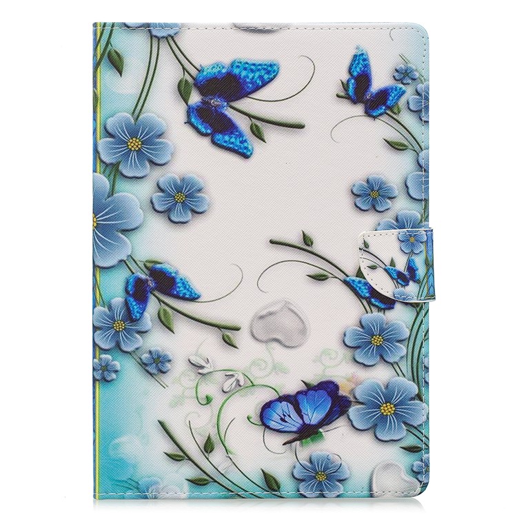 Porta Tablet In Pelle Con Stampa Motivo A Portafoglio Per Huawei Mediapad T3 10 - Fiori Blu-2