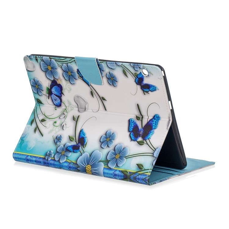 Porta Tablet In Pelle Con Stampa Motivo A Portafoglio Per Huawei Mediapad T3 10 - Fiori Blu-4
